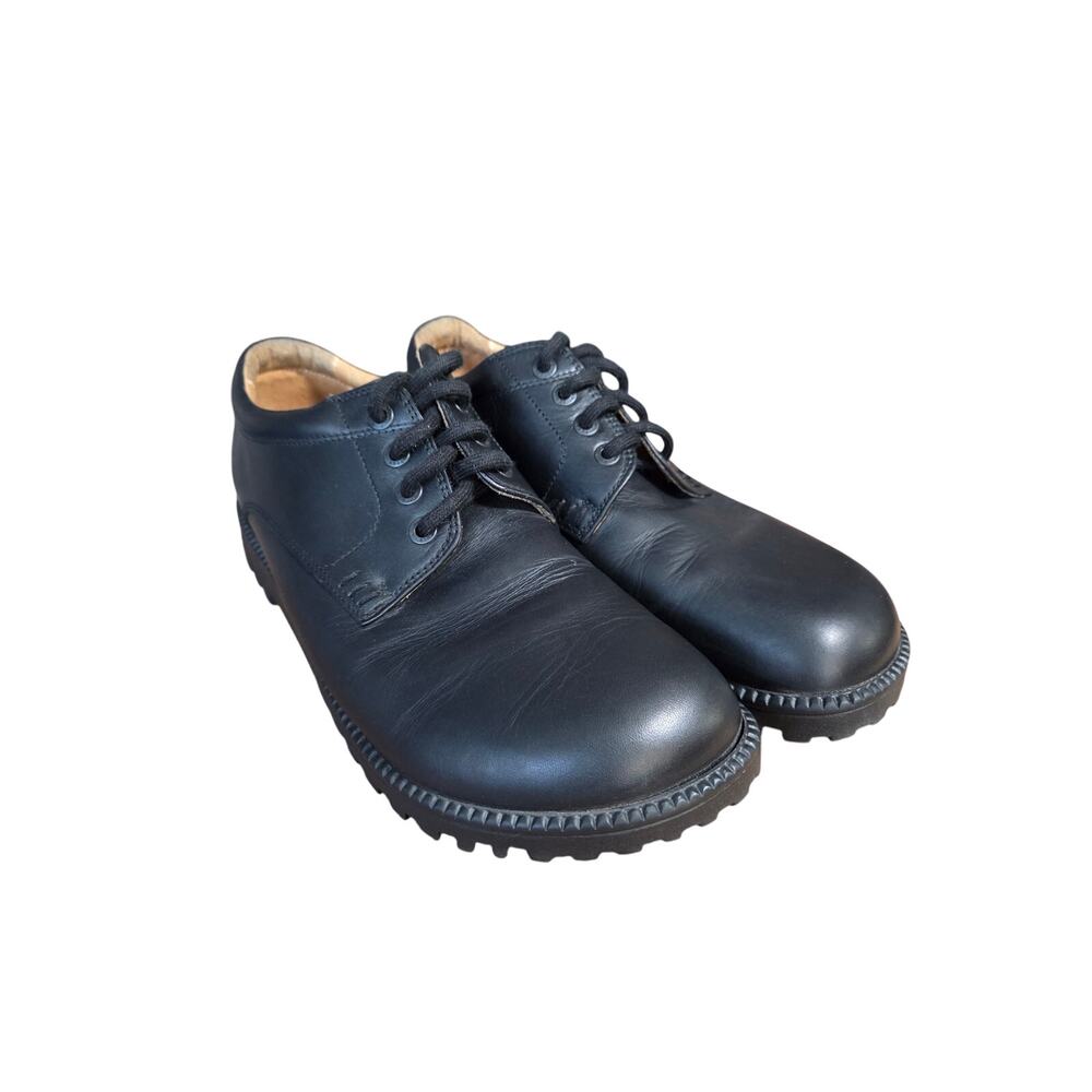 Birkenstock Black Leather Lace-Up Leather Lug Sole Shoes Logenlook EUC 42 M9 L11